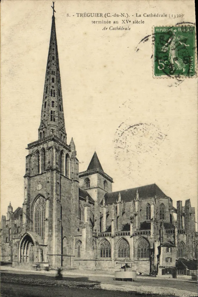 Tréguier (C.-du-N.) — A Catedral concluída no século XV — editor H. Leclerc - Frente