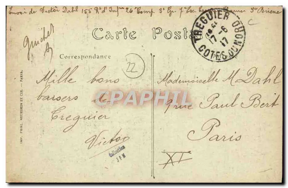 TREGUIER (Côtes-du-Nord) — Maison où naquit Ernest Renan — Imp. Phot. Neudien et Cie - Verso
