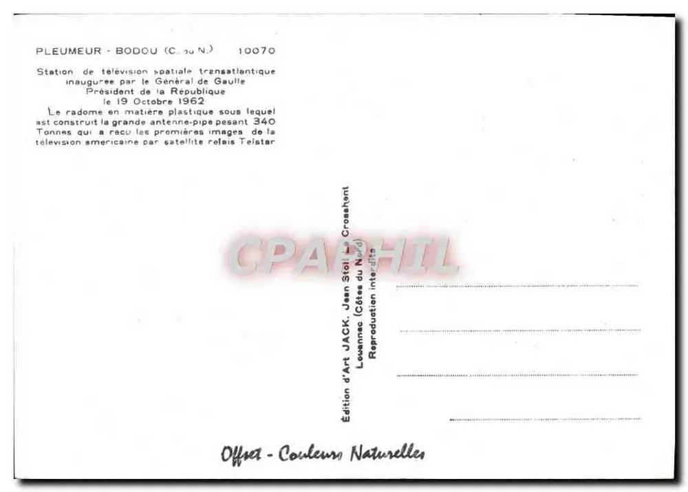 Station spatiale de télécommunications — Pleumeur-Bodou — Édition Jack - Verso