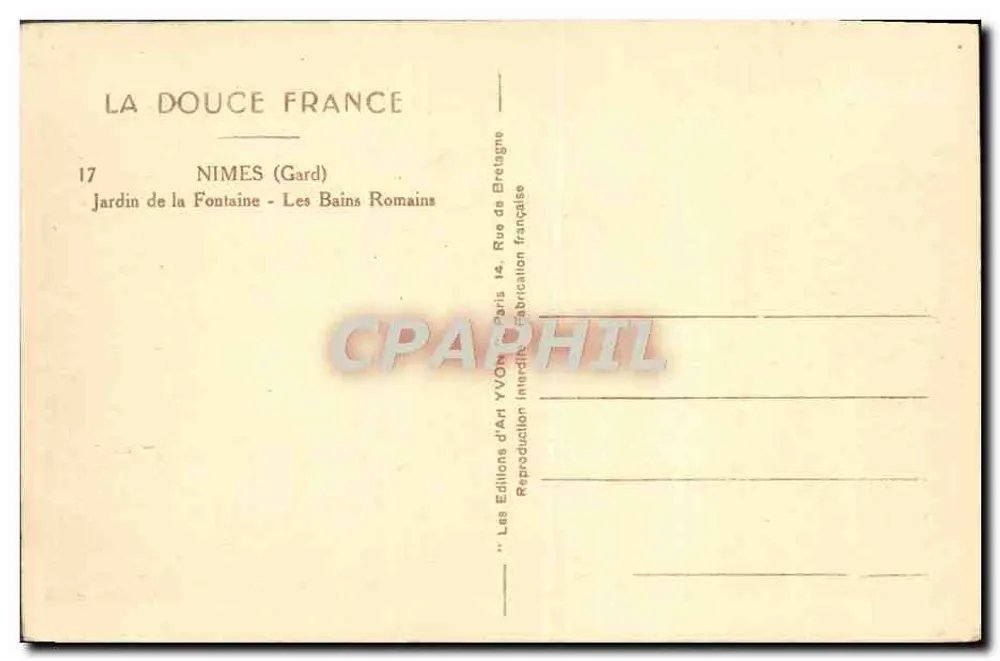 Die römischen Bäder — Nîmes (Gard) — Éditions d'Art YVON - Rückseite