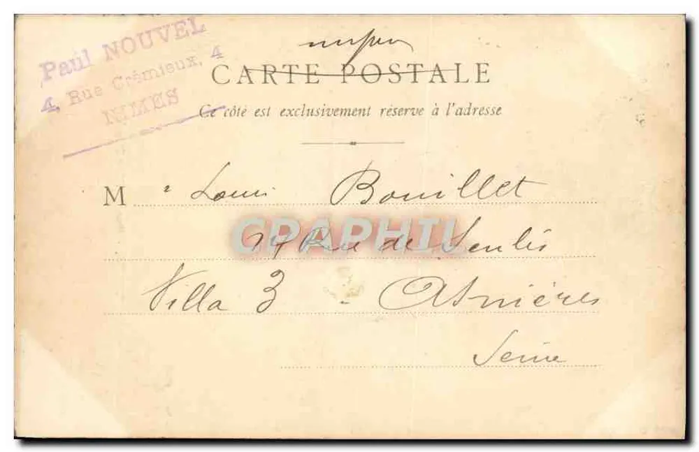 Nîmes - Rue de l'Arc Dugras — vista sob um arco — editor B F Chalon-saône, n° 131 - Verso