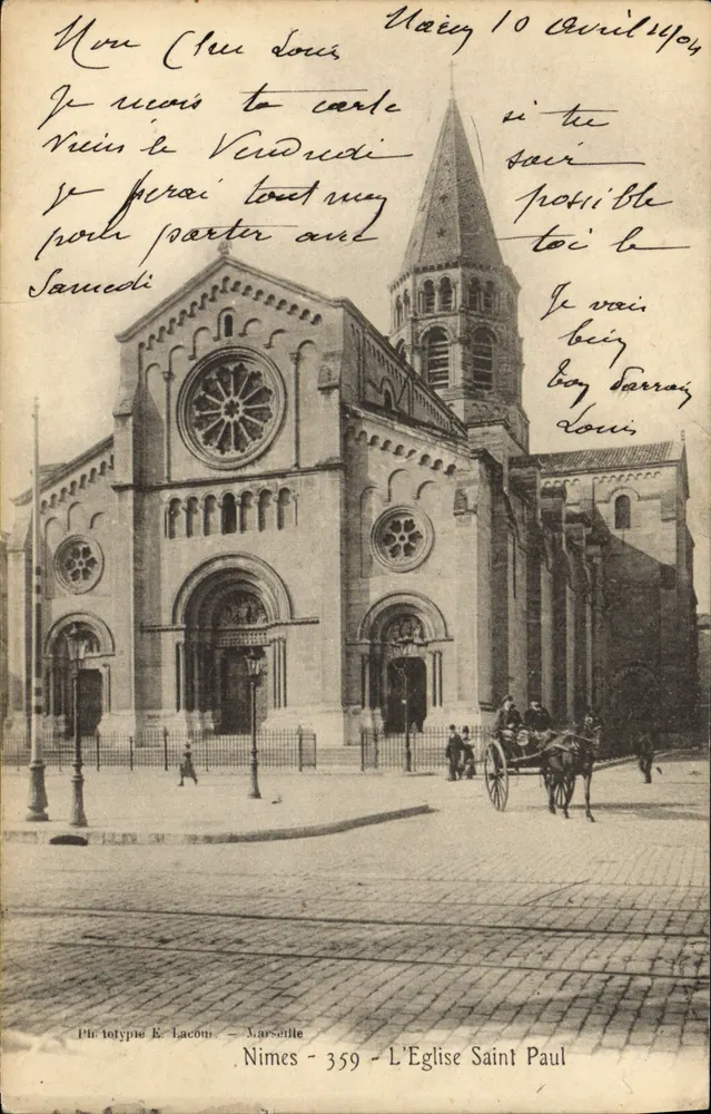 A Igreja de São Paulo — Nîmes — Fototipia E. Lacom - Marseille 359 - Frente