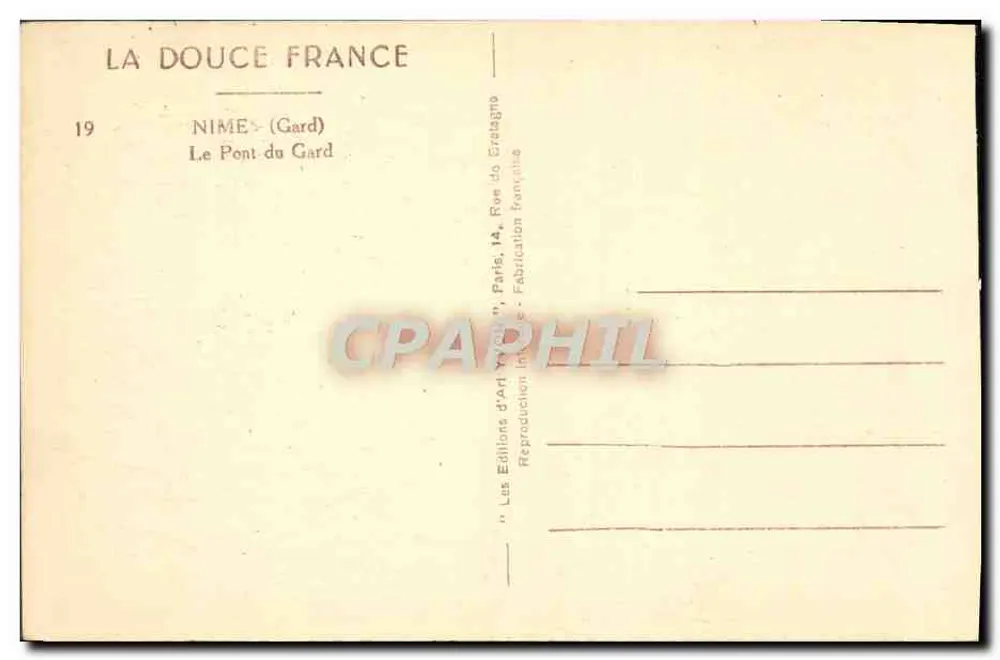 Der Pont du Gard — Nîmes (Gard) — Les Éditions d'Art 'Nyméa', Paris - Rückseite