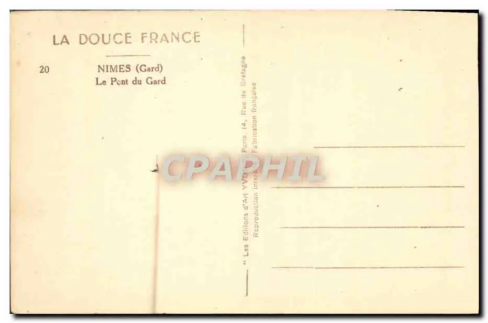 Pont du Gard — Römisches Aquädukt — Verlag: LA DOUCE FRANCE, n°20 - Rückseite