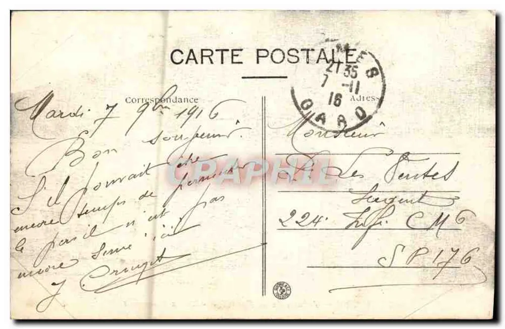 Nîmes — Garten der Fontaine - Römische Bäder — A.R. n°27 - Rückseite