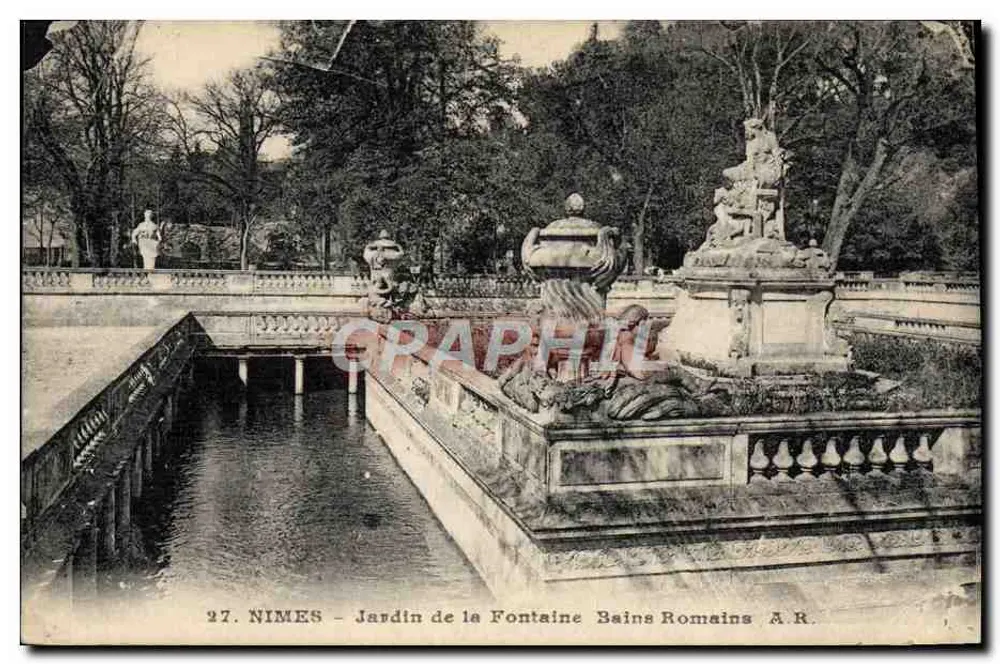 Nîmes — Ansicht des Gartens der römischen Bäder — A.R. n°27 - Vorderseite