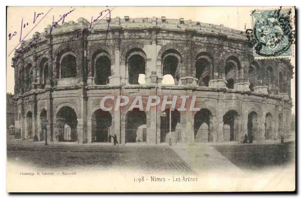 Nîmes - Les Arènes — Fototip. E. Lacom - Marselha — n° 1198 - Frente