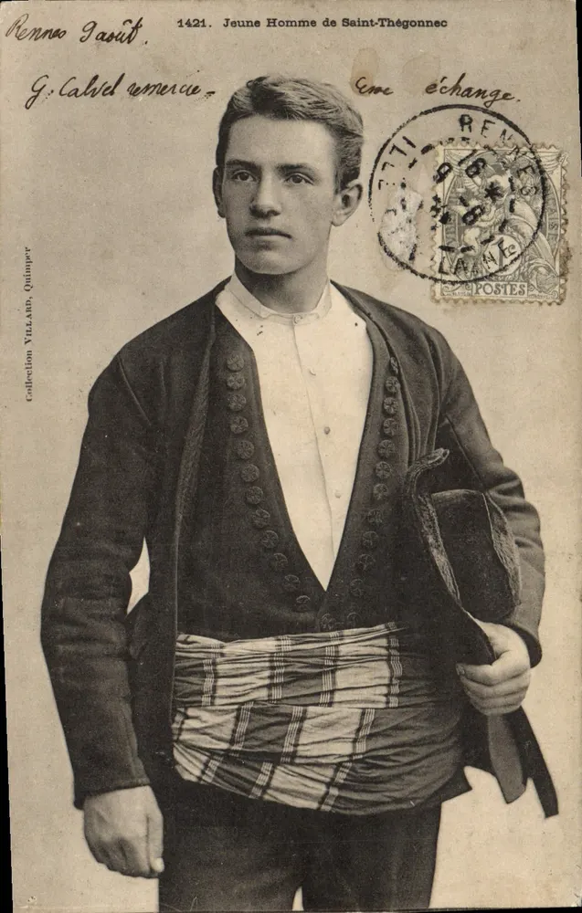 Junge Mann aus Saint-Thégonnec — Sammlung Villard, Quimper — Nr. 1421 - Vorderseite