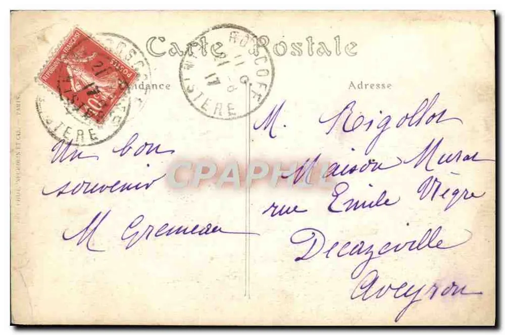 Roscoff (Finistère) — Rocher de la Tête de Singe. Éditeur : Théophile Vachon et Cie. N° 453. - Verso