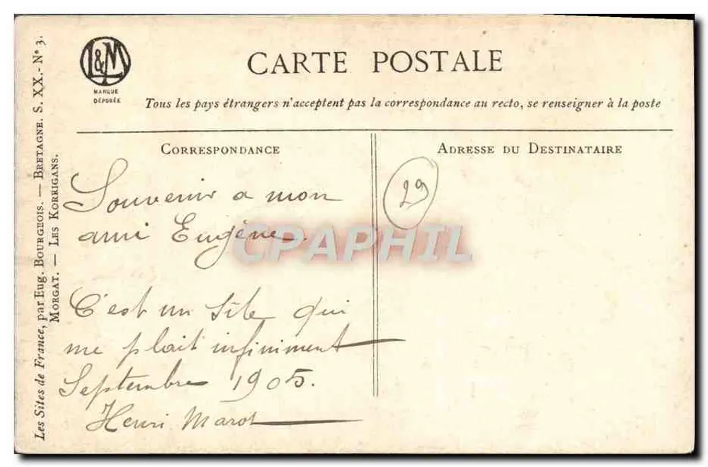 Die Korrigans — Bretagne — Verlag M&N, Nr. XX-3 - Rückseite
