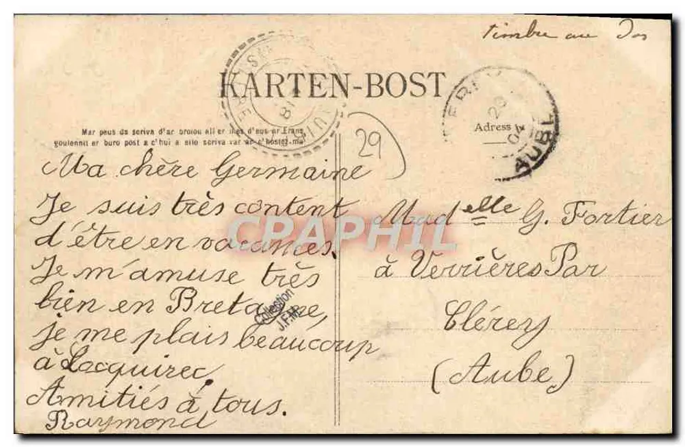 Locquirec — O Porto — Coleção Villars, Quimper - Verso