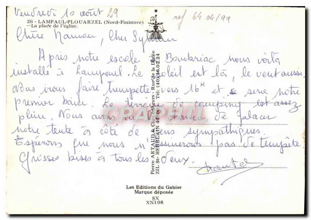 Lampaoul-P louarzel — Praça da Igreja — Les Editions du Gabier, SXN108 - Verso