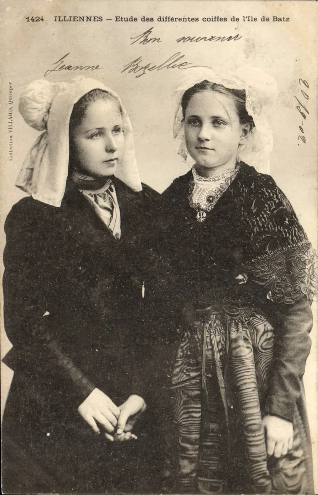 Illiennes — Studium różnych kapeluszy z Wyspy Batz — kolekcja Villard, Quimper - Awers