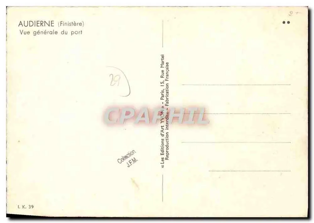 Audierne (Finistère) — Visão geral do porto — Éditions d'Art Yvon, Paris - Verso