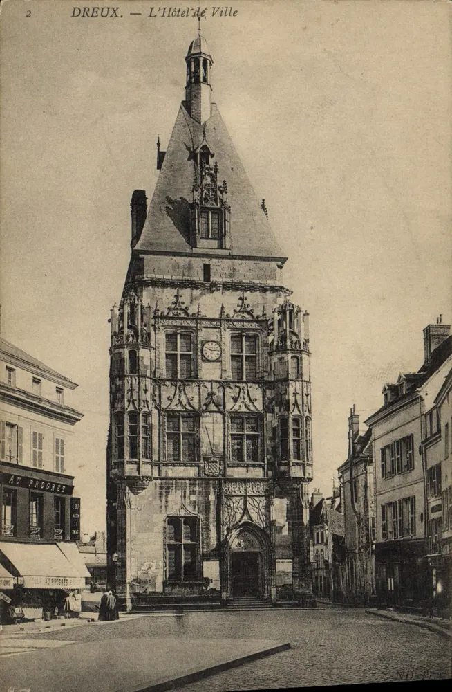 Dreux — O Hotel de Ville — Editor: Au Progrès, n°2 - Frente