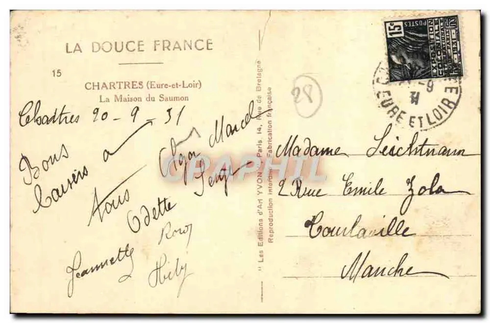 Chartres (Eure-et-Loir) — Das Salmonhaus — Yvon Art Editions - Rückseite