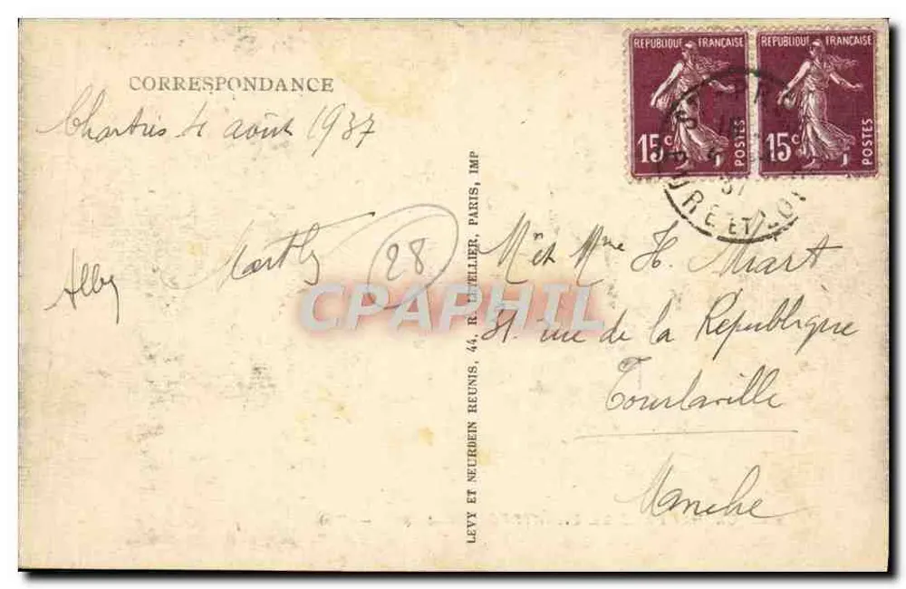 Kathedrale von Chartres — Nordportal — ND — Verlag: Levy et Neudrein Reunis, Paris - Rückseite