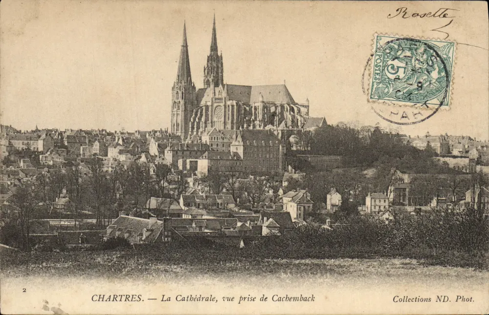 Chartres — A Catedral, vista tirada de Cachembach — Coleções ND. Fot. - Frente