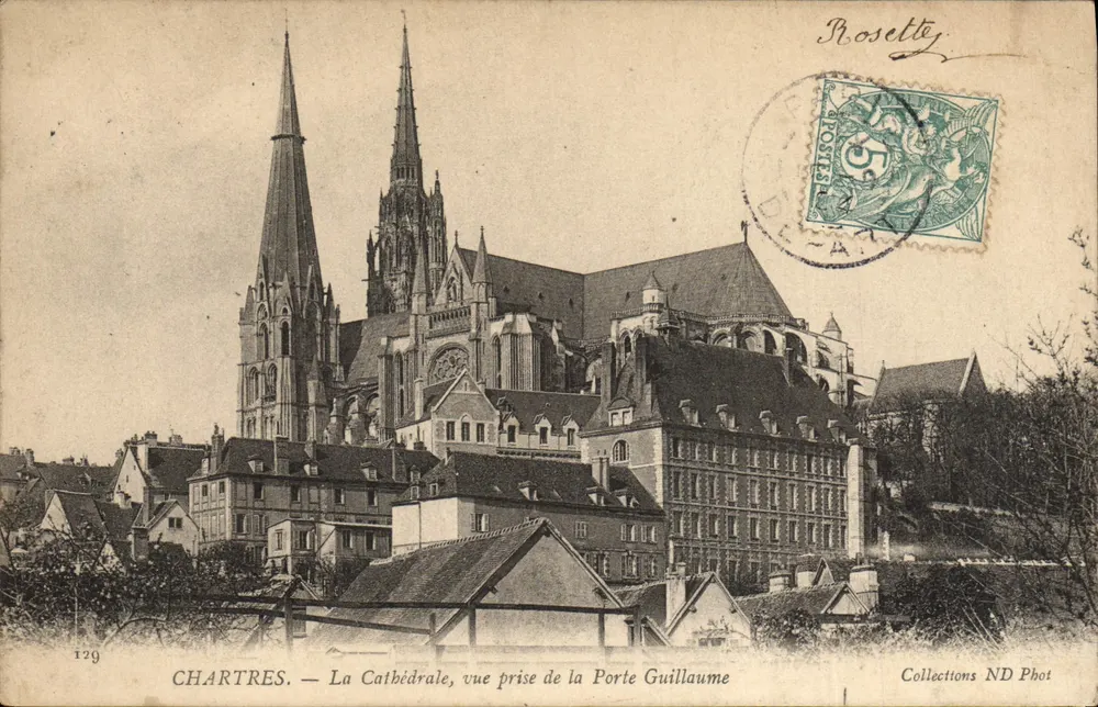 Chartres — Die Kathedrale, Aufnahme von der Porte Guillaume — Collections ND Phot, n°129 - Vorderseite