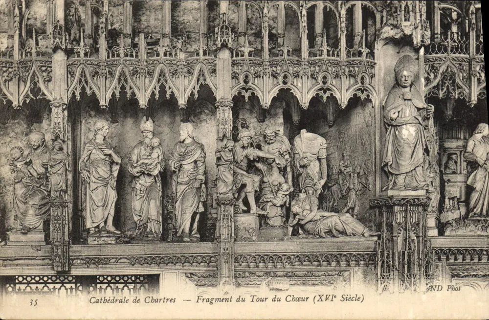 Catedral de Chartres — Fragmento del Tour del Coro (Siglo XVI) — AND Phot - Anverso