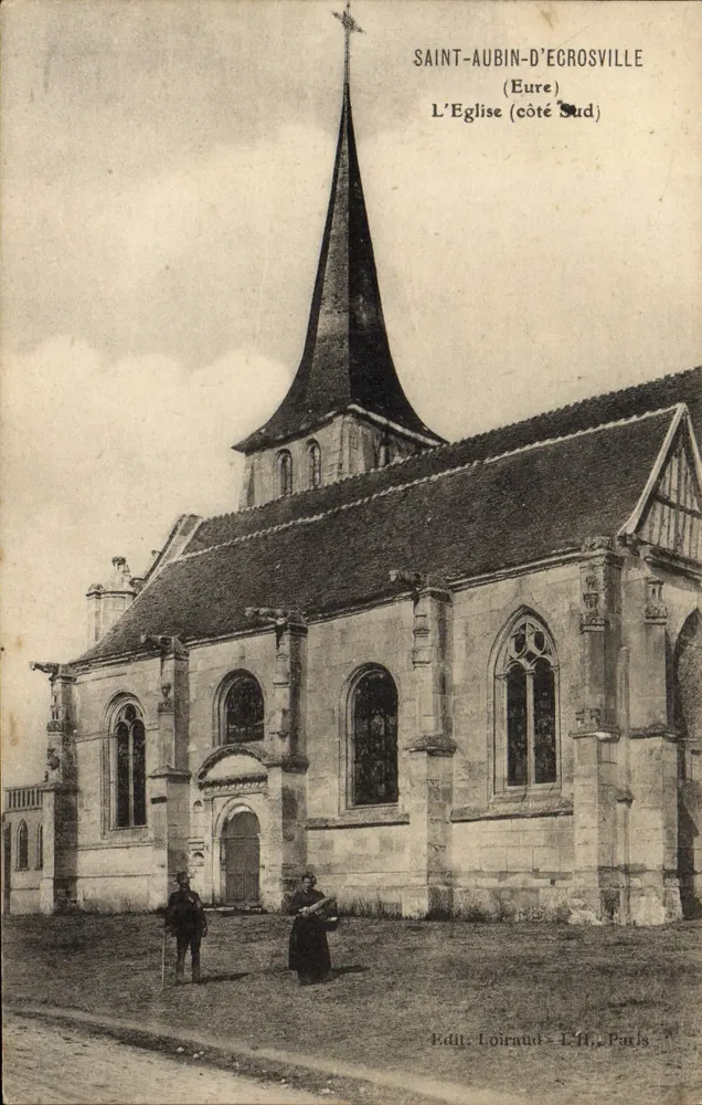 Saint-Aubin-d'Écrosville — A Igreja (lado Sul) — Édit. Loiraud, Paris - Frente