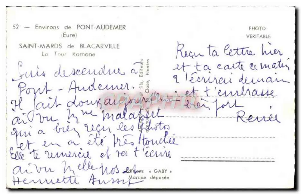 Saint-Mards de Blacarville — Die romanische Turm — Éditions Gaby, Nantes - Rückseite