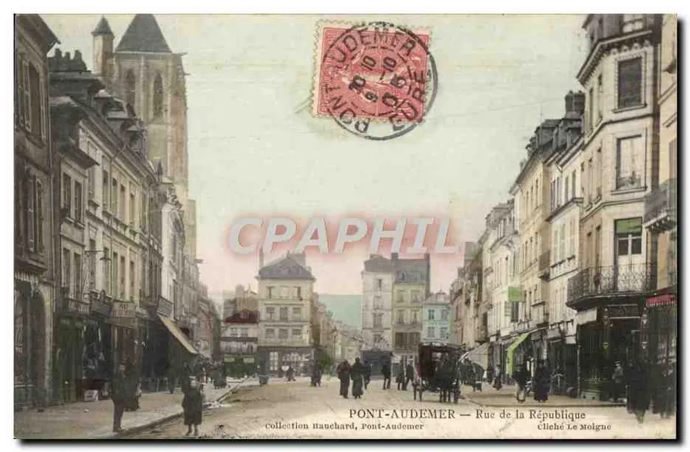 PONT-AUDEMER — Rue de la République — cliché Le Moigne - Voorkant