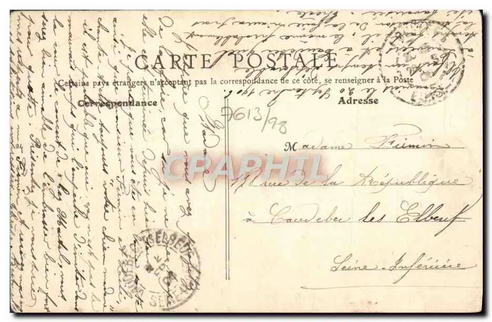 Louvières - Rue Grande — vista da rua com comércios — B.F., Paris, n°37 - Verso