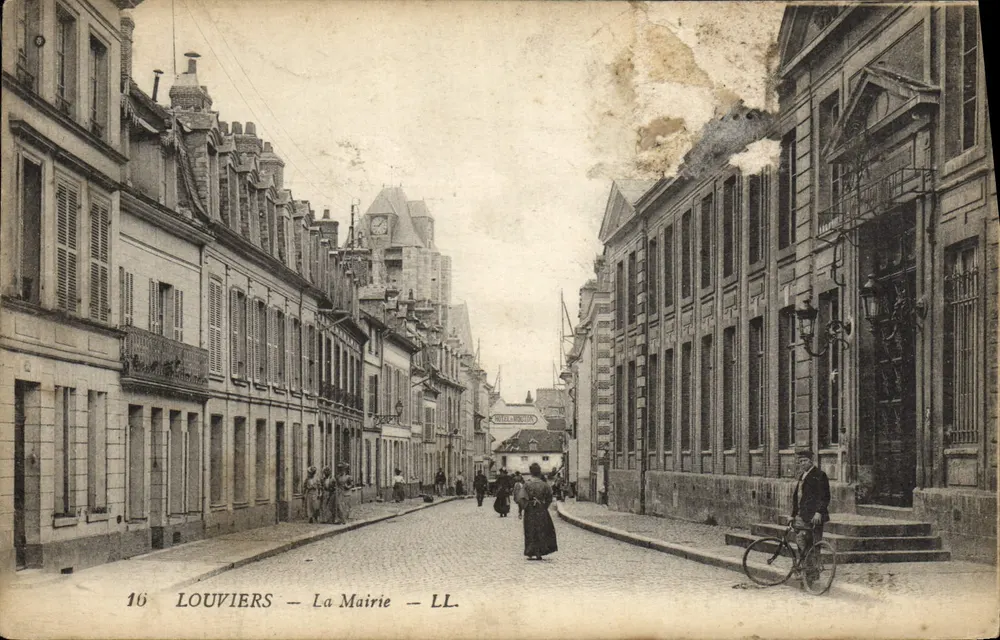 Louvières — La Mairie — LL. — Impression sur la carte - Voorkant