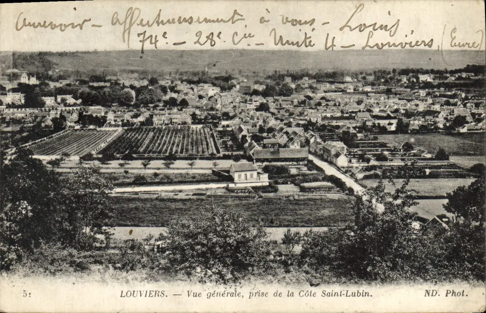 Louvières — Allgemeiner Blick, aufgenommen von der Côte Saint-Lubin — ND. Fot. - Vorderseite
