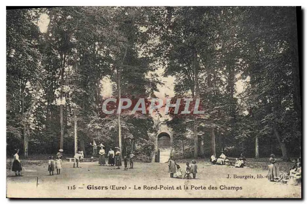 Gisors (Eure) — Der Rond-Point und die Porte des Champs — J. Bourgeix, lib. - Gisors - Vorderseite