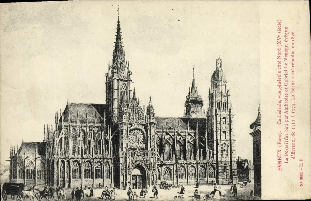 EVRBUX (Eure) — Kathedrale, allgemeiner Blick von Norden (15. Jahrhundert) — E.P. Nr. 2005 - Vorderseite
