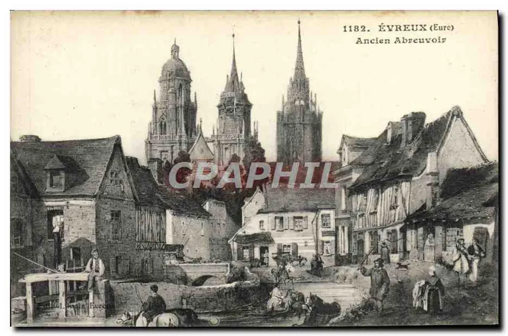 Évreux (Eure) — Antigo Abreviador — Editor: J. L. Bureaux, n° 1182 - Frente