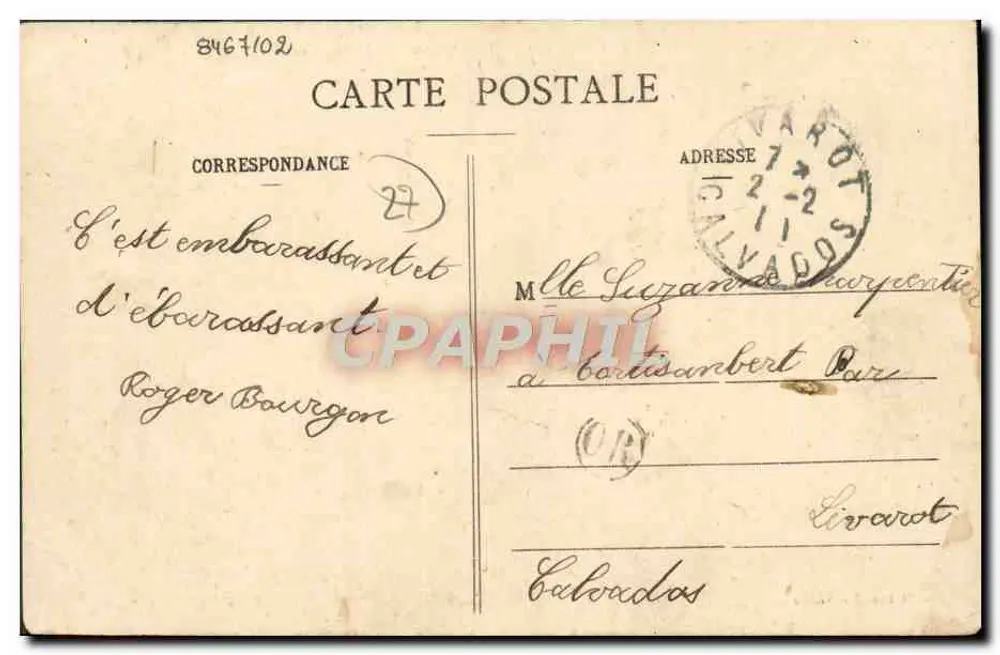 Amfreville-sous-les-Monts — Château des Deux-Amants — Phot. A Laverge, Verneu - Rückseite