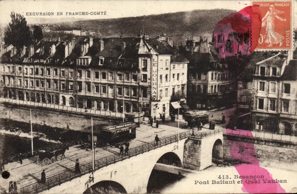 Besançon — Pont Battant und Vauban-Ufer — Verlag L. Galliard, Nr. 413 - Vorderseite