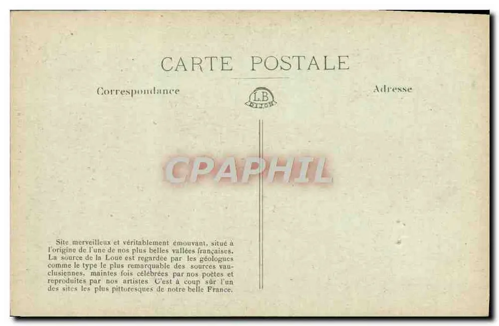 Quelle der Loue — pittoreske Tal der Franche-Comté — MOUTHIER-Haute-PIERRE, n°609 - Rückseite
