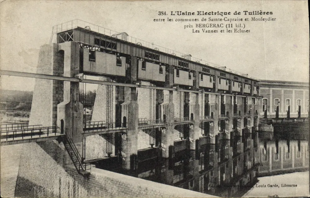 Die Elektrizitätsanlage von Tuillières — zwischen den Gemeinden Sainte-Capraise und Mouleydier bei Bergerac — Louis Garde, Libourne - Vorderseite