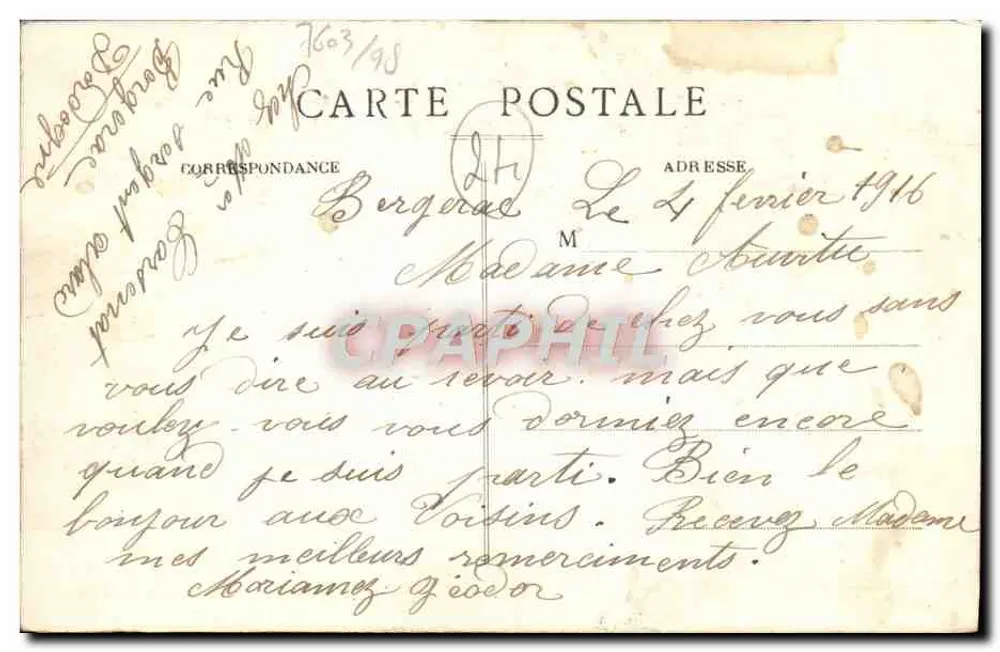 Die Elektrizitätsanlage von Tuillières — zwischen den Gemeinden Sainte-Capraise und Mouleydier bei Bergerac — Louis Garde, Libourne - Rückseite