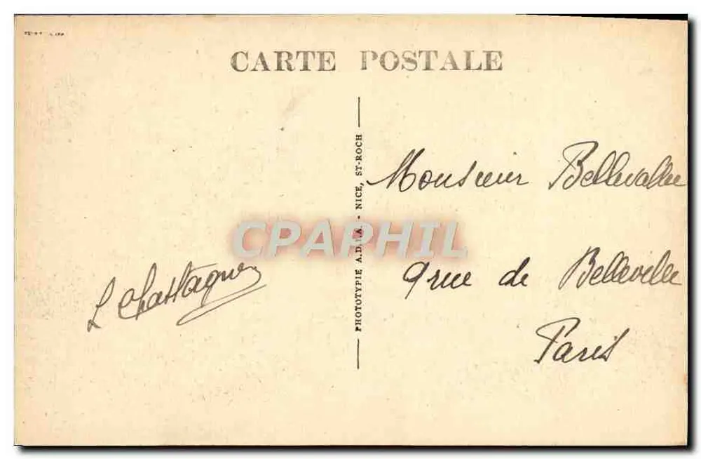 Grasse (A.M.) — Boulevard Fragonard — widok na dachy i wieżę kościoła - Rewers