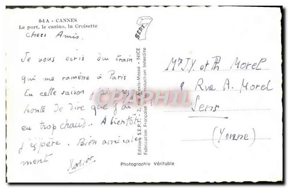 Cannes - Der Hafen, das Casino, die Croisette — Editions S.E.P.T. - 2, rue Alexis-Massa - Rückseite