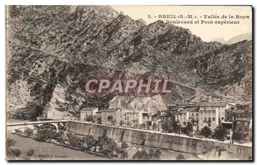 Breil (A.-M.) — Tal der Roya, Boulevard und Oberer Brücke — Édition J. Larroque, n°2 - Vorderseite