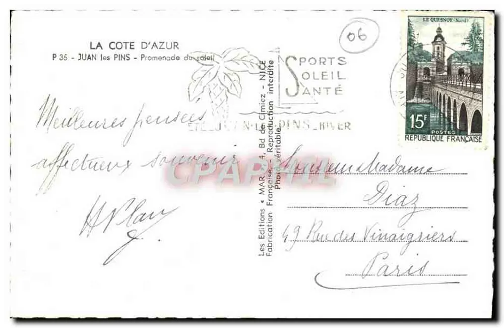 Juan-les-Pins — Promenade du Soleil — Éditions Les Editions - Verso