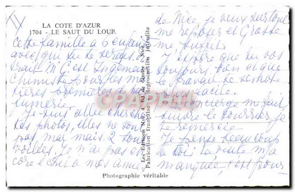 O Salto do Lobo — A Costa Azul — Éditions Mavie - Verso
