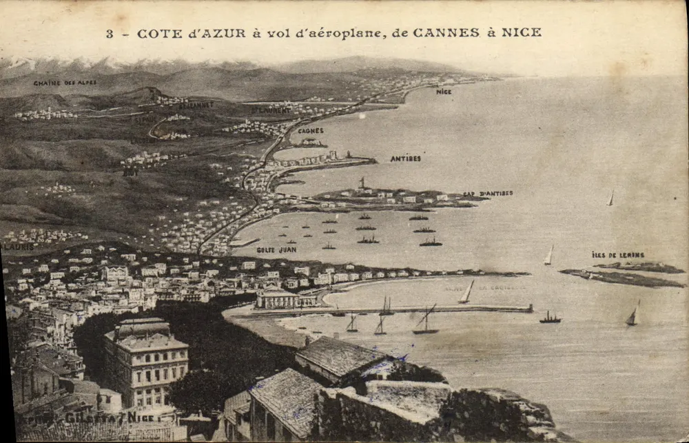 Côte d'Azur vista de avião, de Cannes a Nice — Editor Gilletta, Nice, n°3 - Frente