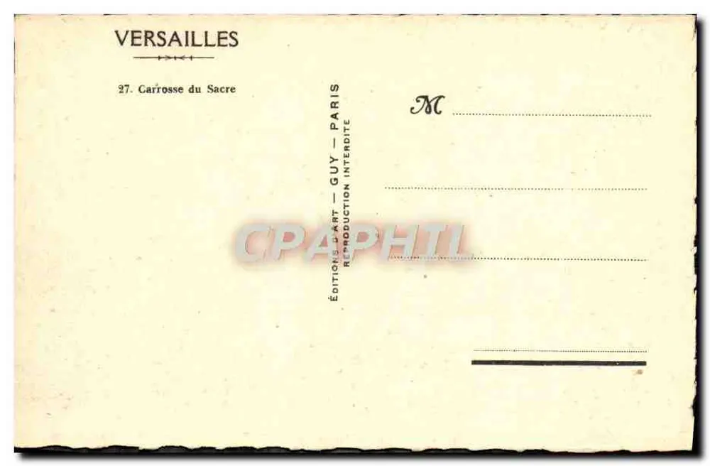 Versailles — Carrosse do Sacramento — Edições d'Art Guy, Paris - Verso
