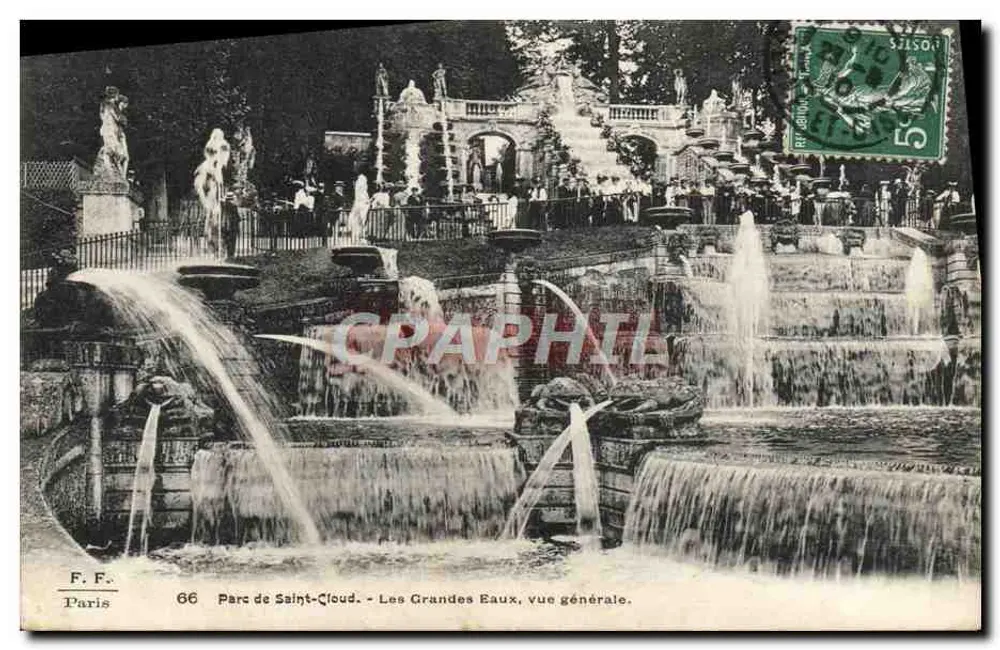 Parque de Saint-Cloud — As Grandes Águas, vista geral — F. F. Paris, n° 66 - Frente