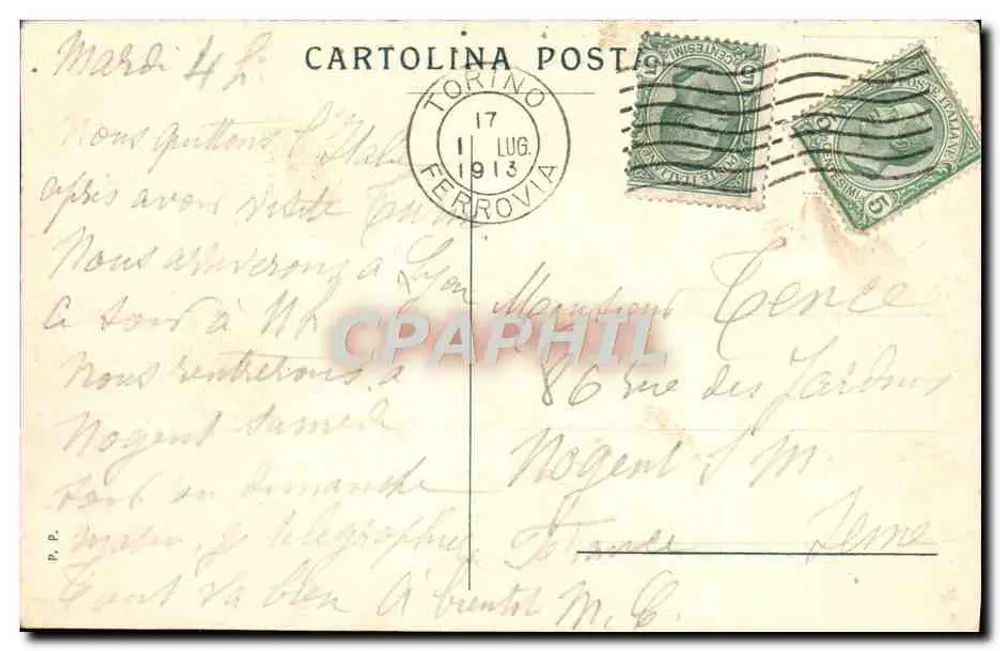 Torino - Castello del Valentino — editor desconhecido, número de série não visível - Verso