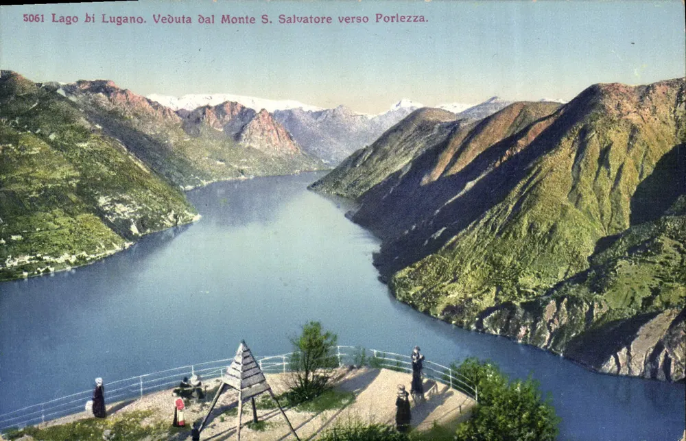Lago di Lugano — Ansicht von Monte S. Salvatore in Richtung Porlezza — Paul Bender, Zürich, n° 5061 - Vorderseite