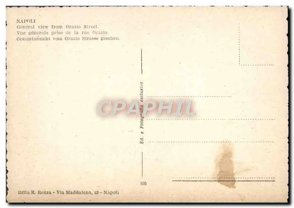 Nápoli - Panorama da via Orazio — Ditta R. Renza, Via Maddalena, 43 - Nápoli - Verso