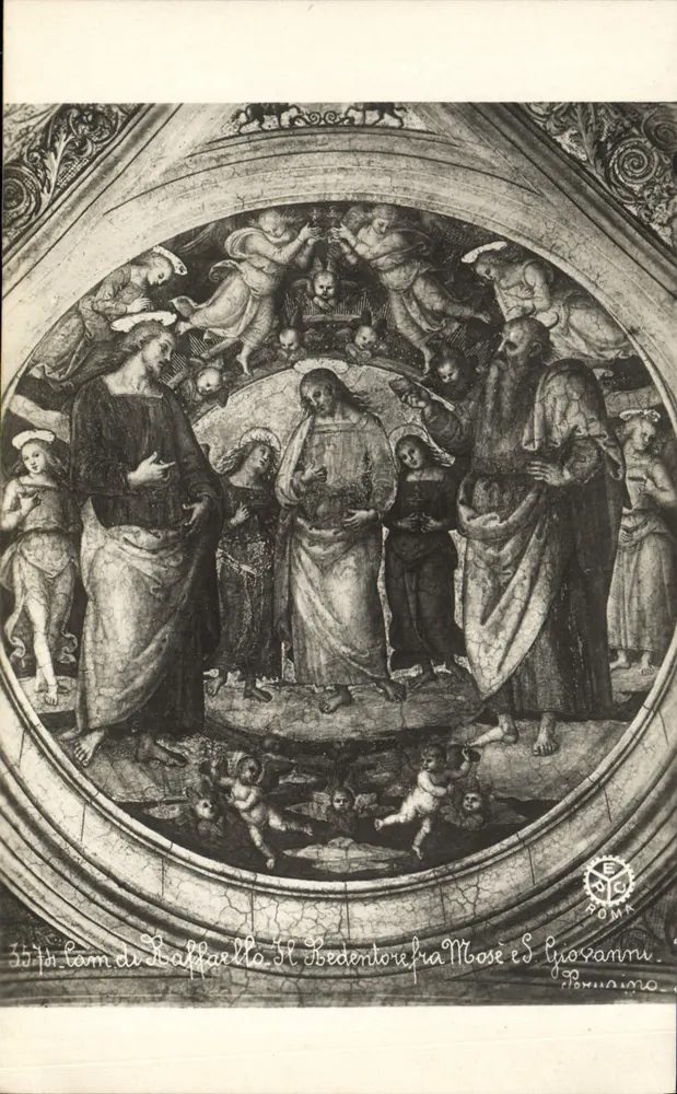 O Peregrino de Jesus entre Moisés e João Batista — Raffaello — Editor E. ROMA - Frente